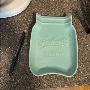 Mint Green Mason Jar Ceramic Trinket Dish